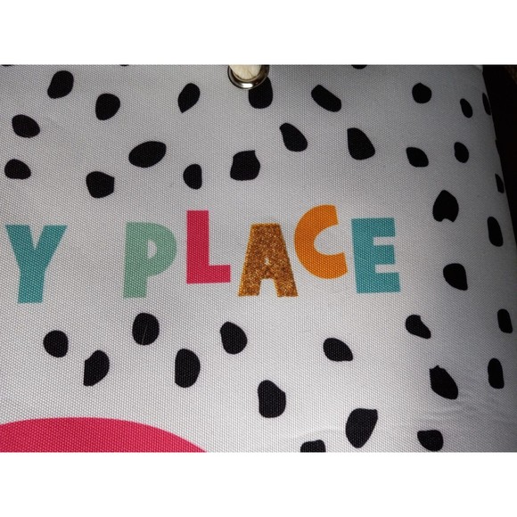 NEW Rainbow Happy Place Polka Dot Boho Beach Tote Travel Shopping Bag Glitter - Picture 15 of 16